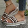 Ladies' Wedge Heel Sandals, Thick-soled Shoes Made of Woven Hemp Rope, and Comfortable Sponge Slippers