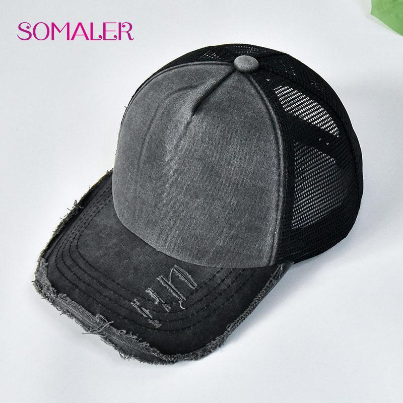 Unisex Sommer Baseballkappen mit Netzrücken Outdoor Einfarbig Retro Baseballkappe für Damen Vintage Sport Schirmmützen für Teenager