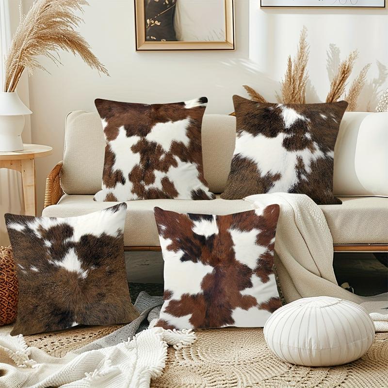 Panika Chen Unisex Cow Pattern Decorative Cushions For Cozy Home Polyester Pillowcase, Sofa Decorative Cushion Cov Headboard Pillow