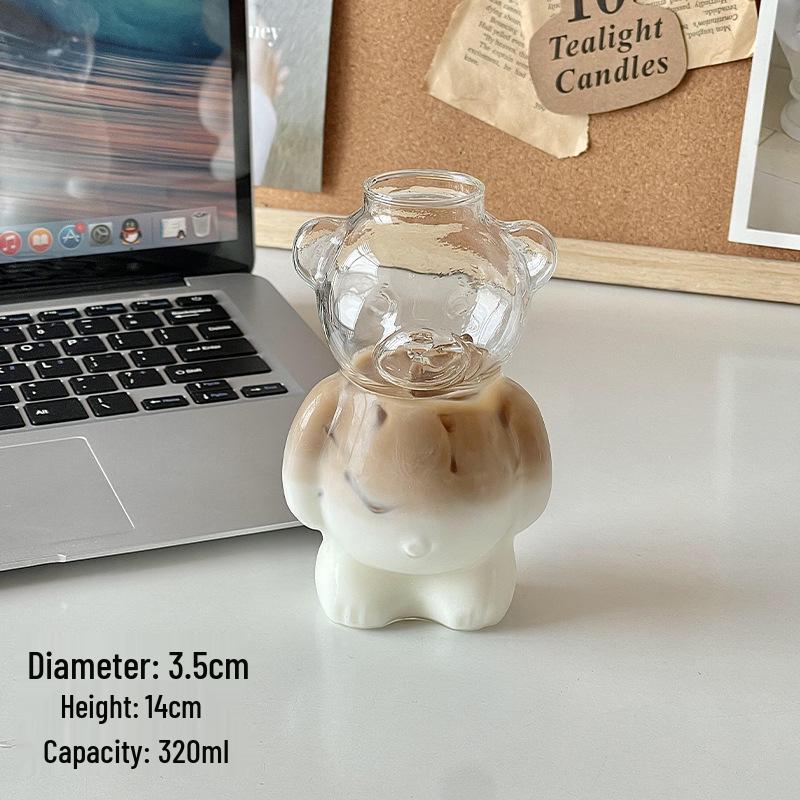 

Прозрачная чашка из боросиликатного стекла в форме медведя для кофе, сока, молока и чая 320ml