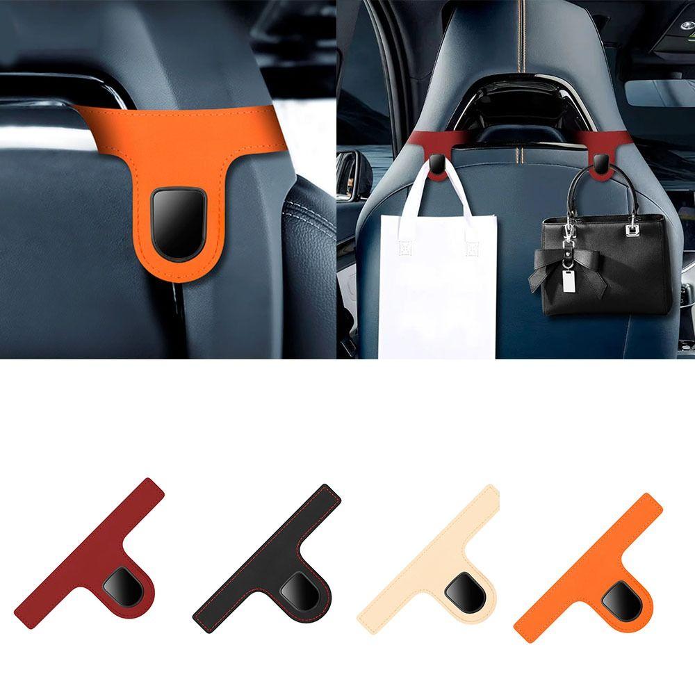 

2PCS Premium Leather Car Headrest Hook Large Load-Bearing Car Rear Front Seat Hanger Auto Back оранжевый