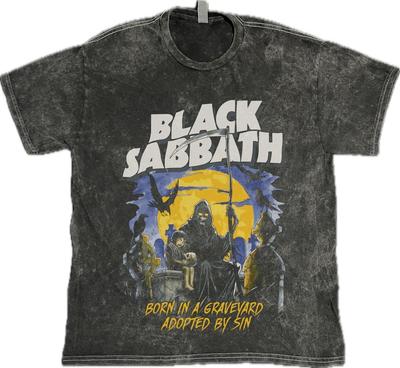 Black Sabbath Cementerio Príncipe de la Oscuridad en Camiseta de Algodón Lavado Vintage Camiseta Unisex