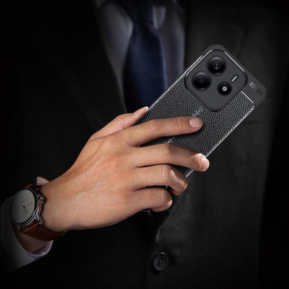 For Xiaomi Redmi Note 14 5G Case Litchi Texture TPU Flexible Phone Cover,Black