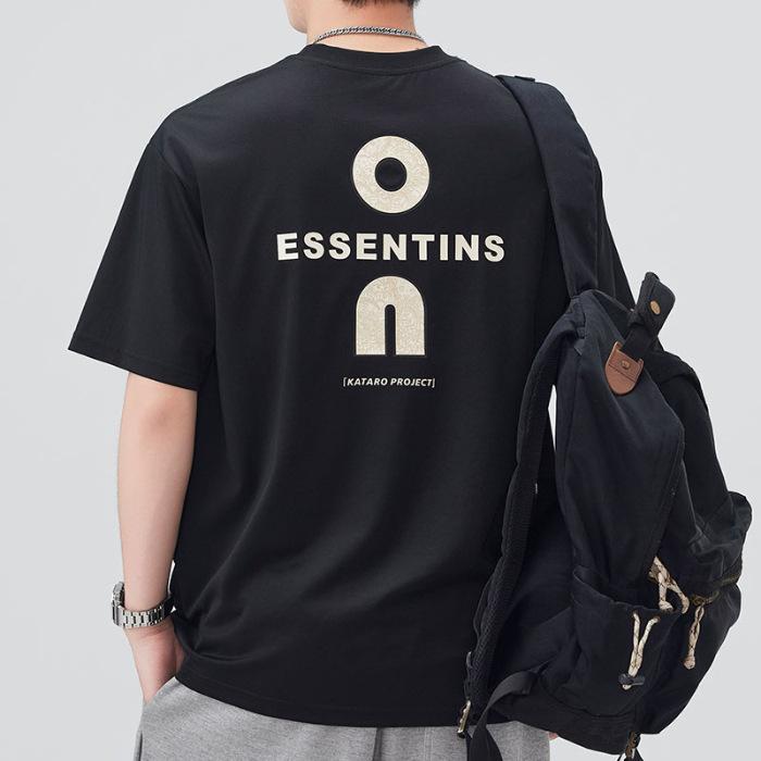 Latest Summer High Quality Mens Thin Comfortable Fit Round Neck Short-sleeved T-shirt 4XL чёрный