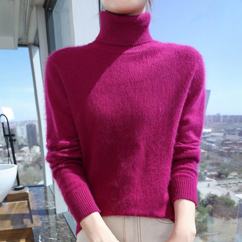 2025 A/W Women's High Neck Loose Knit Mink Velvet Cashmere Sweater