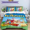 Flintstones 3pcs Bedding Set Duvet Cover Closure Includes 1 Duvet Cover & 2 Pillowcases for All Seasons Bedroom Home Dorm Decor