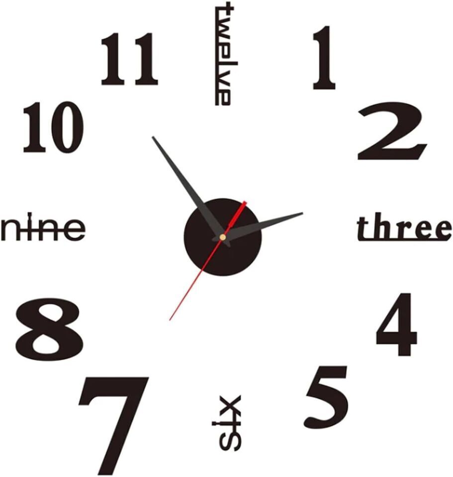 3D Wall Decal Decorative Clock,DIY Wall Clock