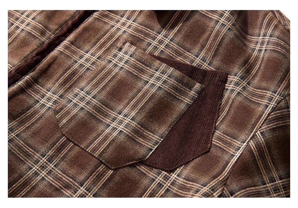 NICE3RULE Herren Japanische Retro Arbeitsjacke - Klassisches Britisches Karomuster für Frühling & Herbst (NW112)