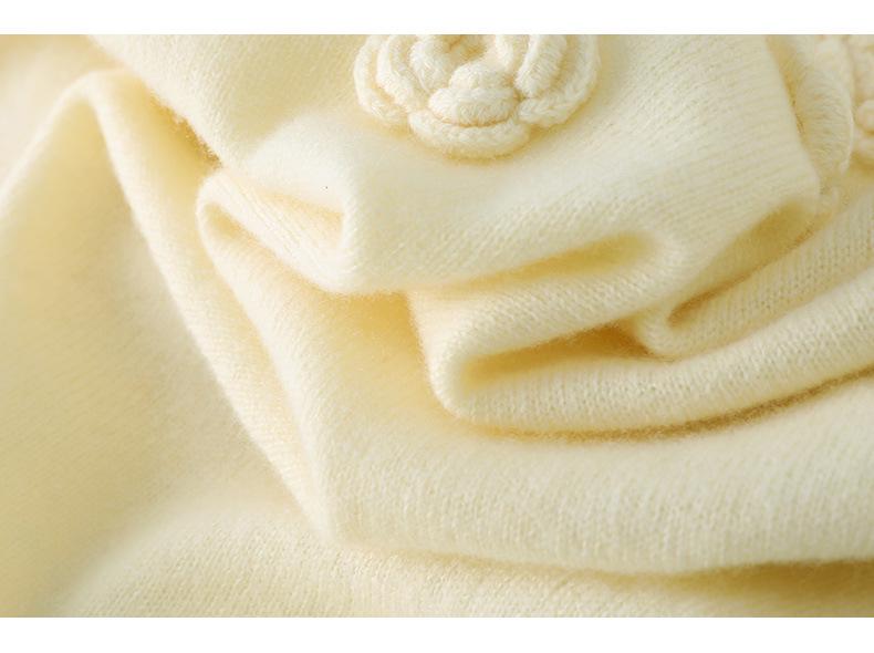 Silk Wool 3D Floral Patchwork Sweater: Women's Autumn/Winter Crochet Knitwear