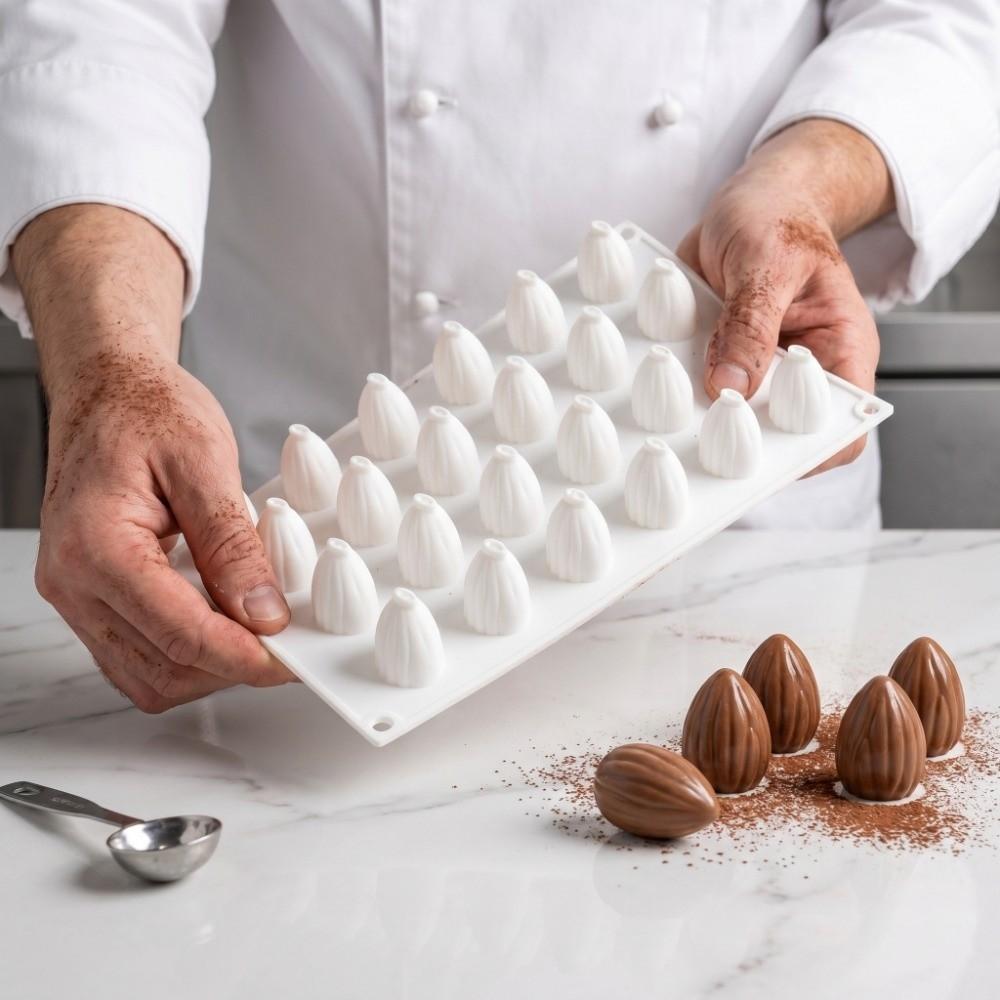 15 Cavity Almond Peach Chocolate Mold Silicone Peach Lemon Mousse Cake Mold Easy Release Non-Stick Dessert Mold Kitchen Bakeware
