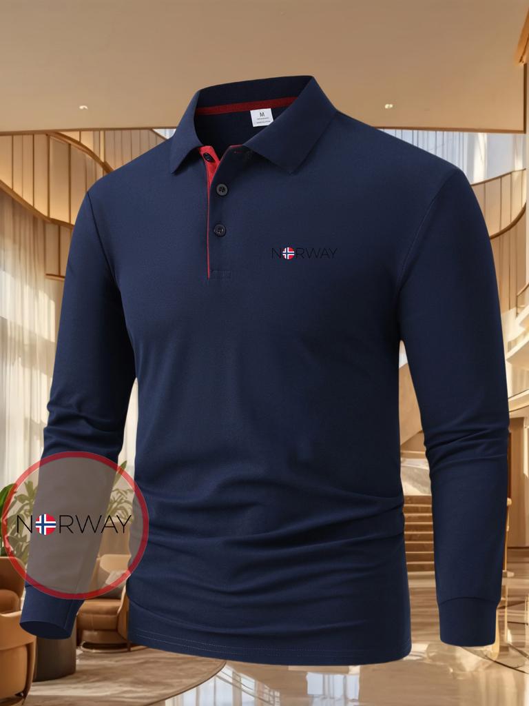 Men'S Long Sleeve Casual Summer Print T-Shirt - Fashionable Versatile Top, Geometric Design, Lightweight Polo Golf Shirt