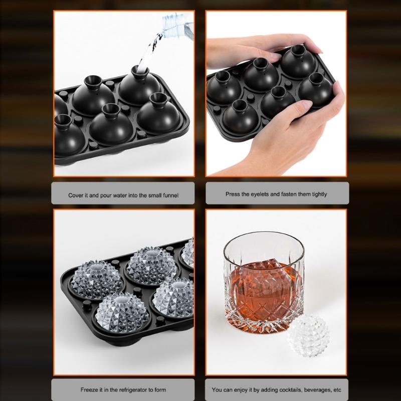 Eiswürfelform mit großem Fassungsvermögen und aufwendigem Gravurmuster erzeugt Rombus-Eis für Whiskey- und Cocktail-Liebhaber