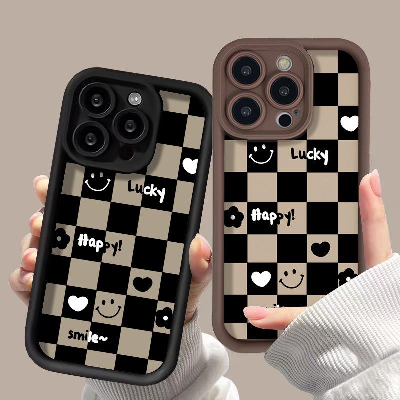 Love Smiley Face Is Suitable for Iphone17promax Mobile Phone Case 14Pro Anti-drop 13/12 Fine Hole Matte 15 Soft Case