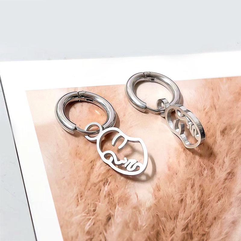 Trendy Titanium Steel Cat Ear Stud Earrings for Men & Women in Korean Punk Style