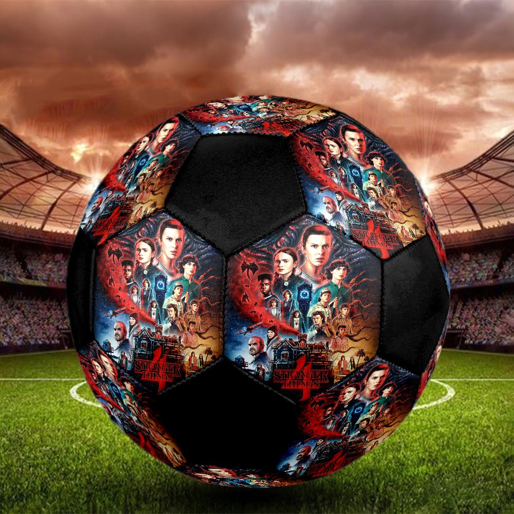 stranger things Indoor Soccer Ball Colorful Machine Stitched PVC Size 5 Team Training Competition Ready Durable High-Bounce Cool Sports Gift