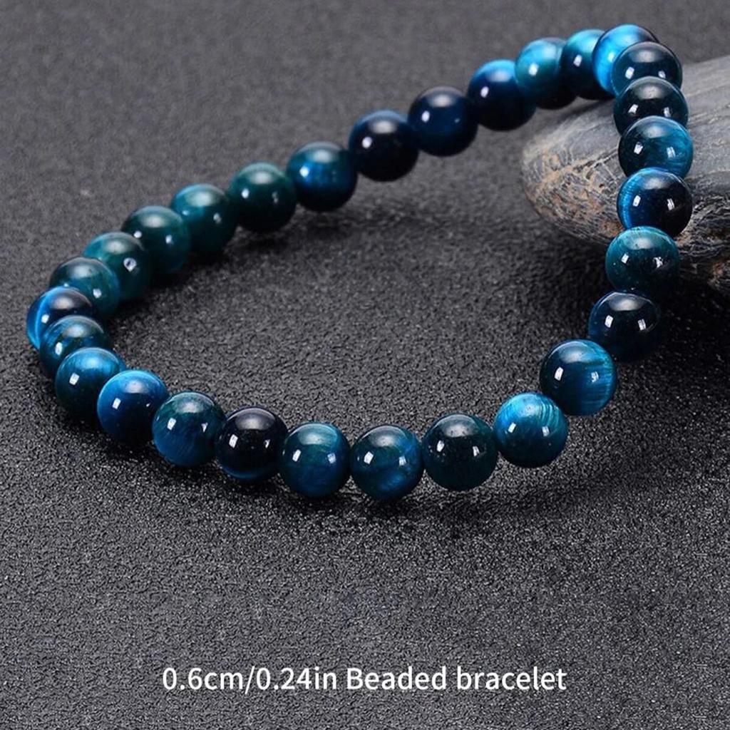 Minimalist Blue Tiger Eye Stone Beaded Bracelet Natural Stone Round Beads Bracelet For Daily Decoration
