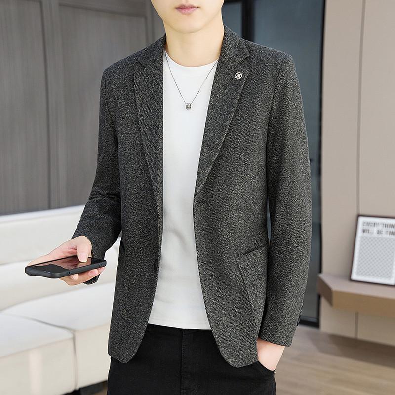 

Korean Style Slim Fit Business Casual Suit Jacket - High Quality Winter to Spring Autumn Wear 3XL 165-180cm серый