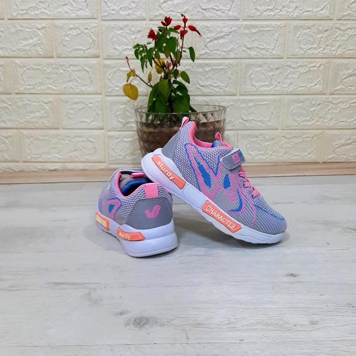 

Alessio 4018 Gray Pink Knitted Textile Girl s Sports Shoes 31