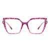 Women Cat Eye Glasses Frames And Acetate Temple Large Square Full Rim With Spring Hinge For Optical Prescription Lenses