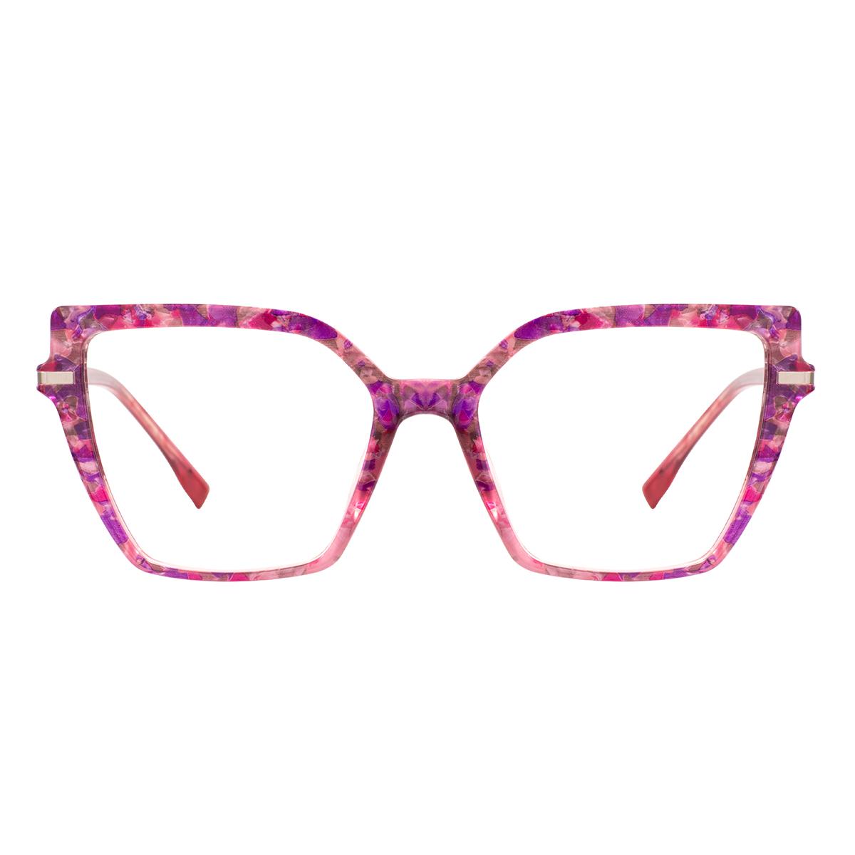 

Women Cat Eye Glasses Frames And Acetate Temple Large Square Full Rim With Spring Hinge For Optical Prescription Lenses фиолетовый