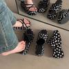 Fashion Print Design Thick Soled Slippers for Women 2025 Summer New Fashion Open Toes Comfortable Slope Heel Sandals Outdoor Beach Drags