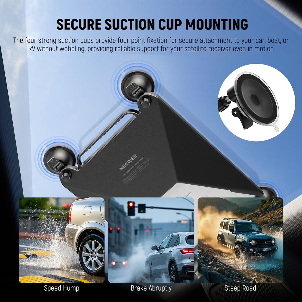 Neewer Suction Cup Car Mount for Starlink Satellite Mount Kit Protective Silicone Case with Powerful Suction Cups Mini, 2-in-1 &