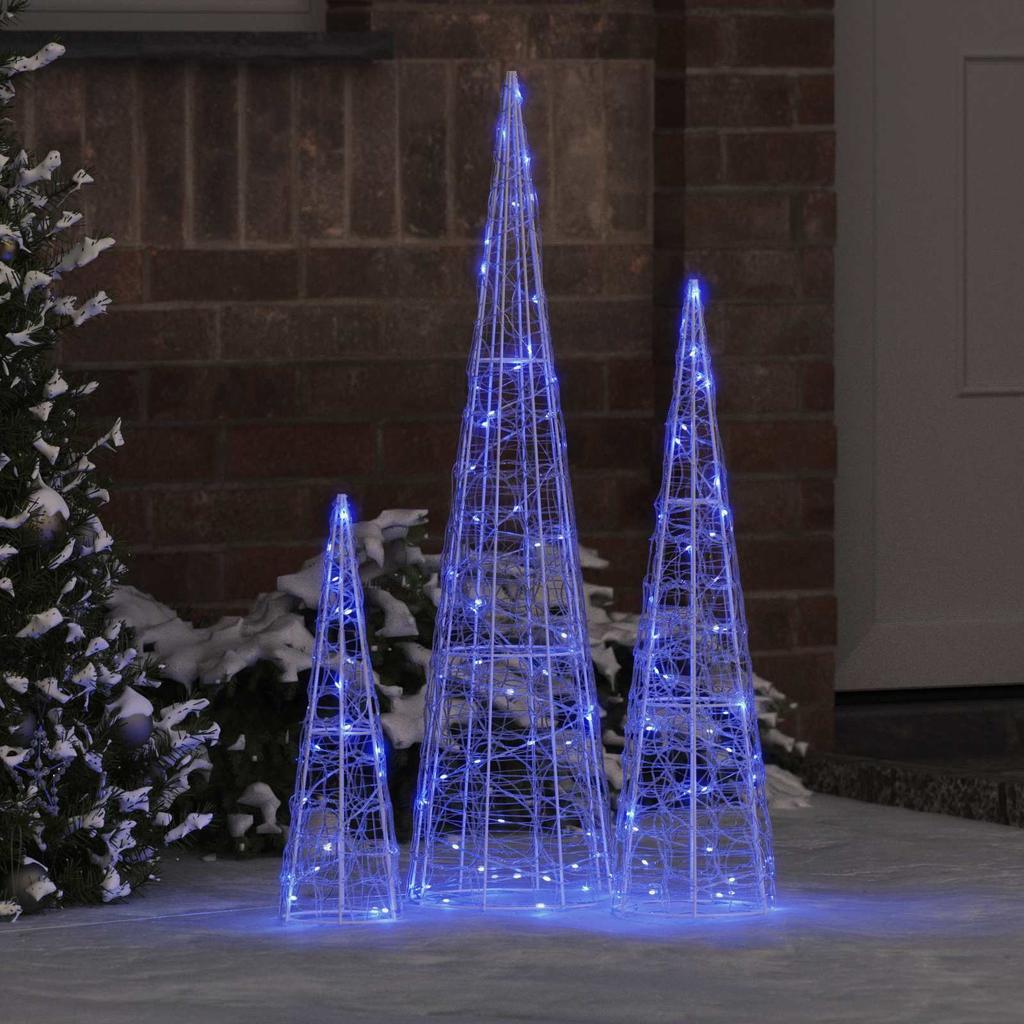 Christmas Tree with 90 LEDs 3 pcs Blue 20 x 20 x 80 cm Acrylic