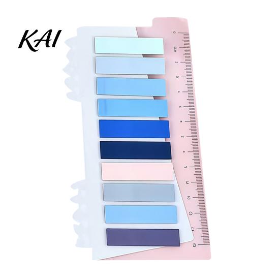 Morandi Color Page Markers Index Sticker Tabs with Built-in Scale Ruler, Transparent Stickers for Notebooks PET Markers, Compact Writable Book Labels