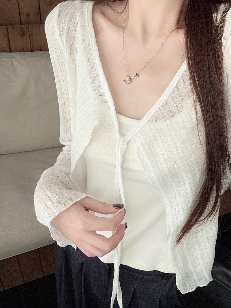 

Women s Lace-Up Lace Sun Protection Cardigan - Summer Loose Fit, Long-Sleeve, Short Outerwear Extra Large