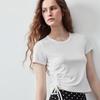 Chuyu Women's Striped Texture Slim-Fit Short-Sleeve T-Shirt