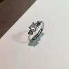 6Pcs Simple single zirconia ring with adjustable opening finger ring wedding accessory ring