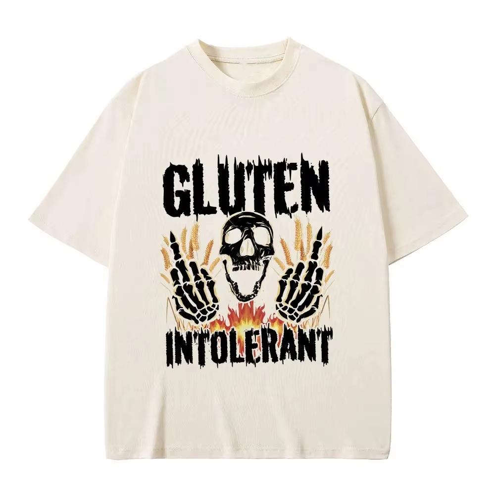 Summer Kid Clothes Gluten Intolerant Skeleton Men's Tshirt High Quality Cotton Tees Fashion Vintage Oversized Breathable Top