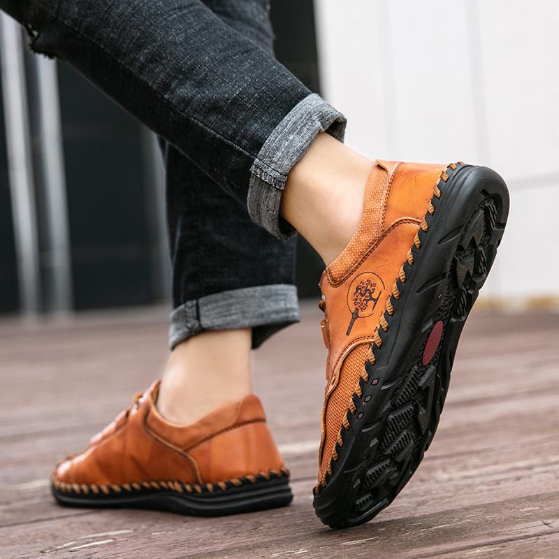 Pánské ručně vyráběné ležérní kožené boty venkovní nízké tenisky