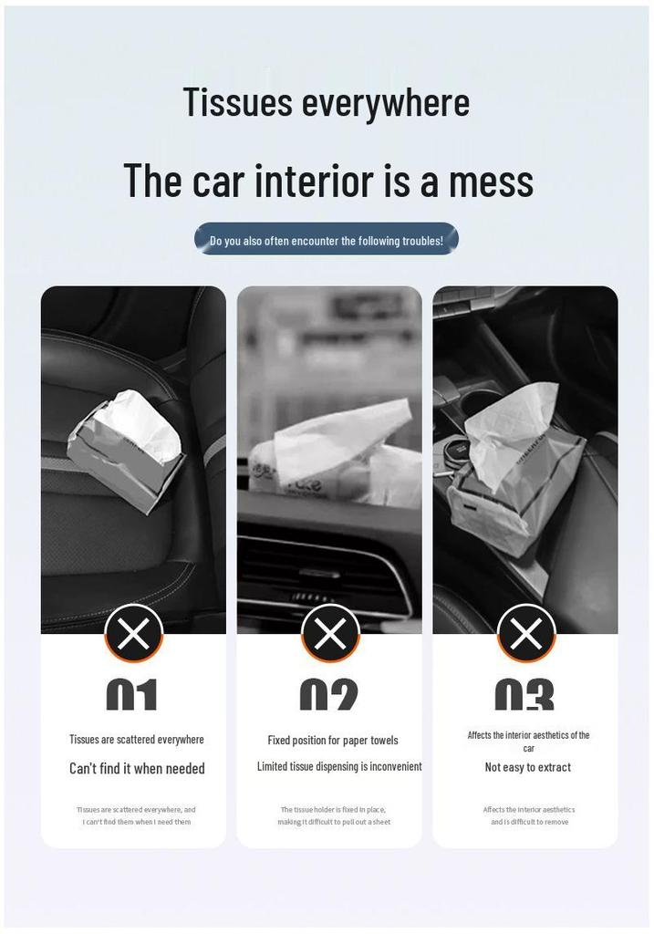 Compatible with Enjoy S9/S9T: Car Folding Tissue Box & Rear Seat Hanging Multi-functional Storage Bag.