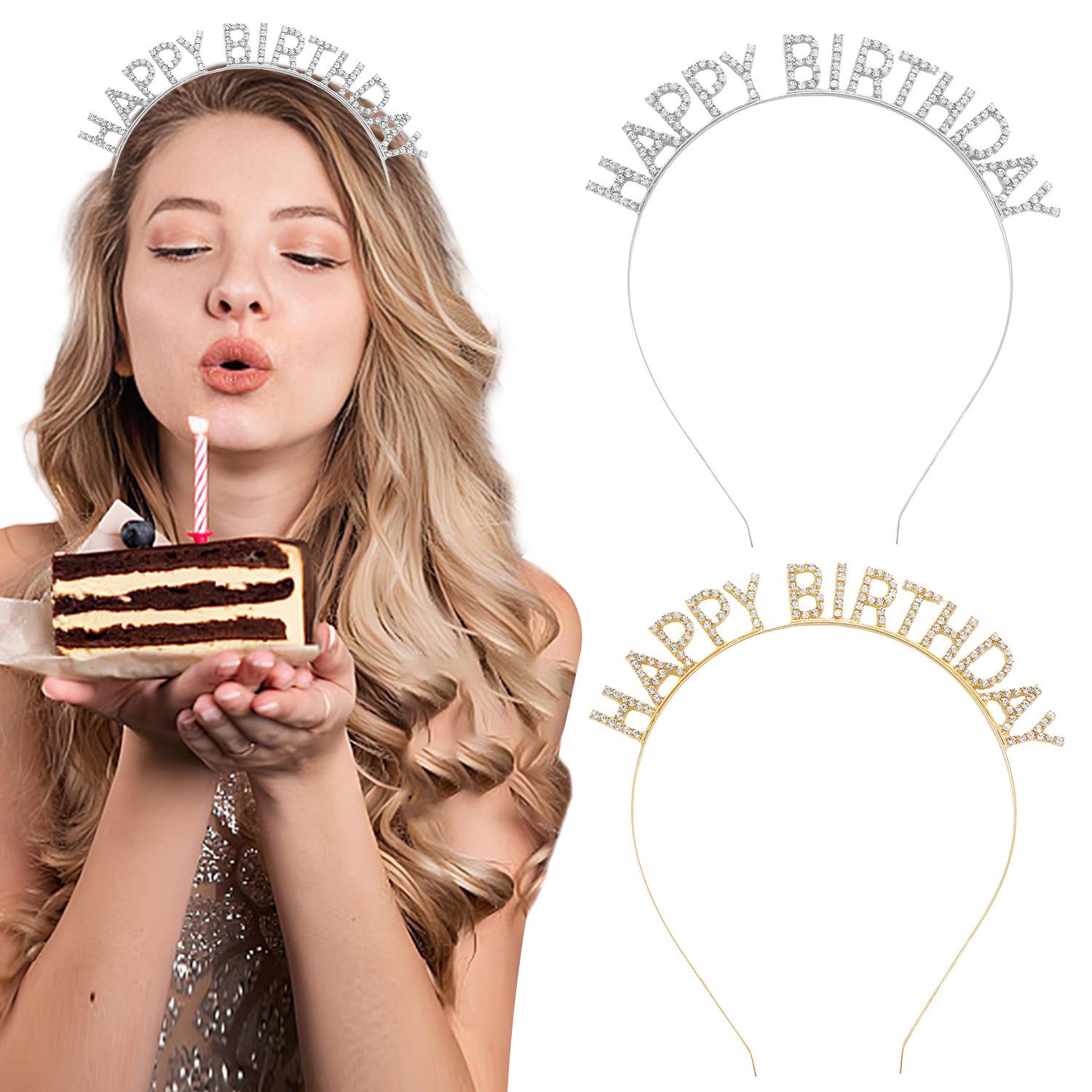 

Rhinestone Alloy Birthday Crown Headband for Girls