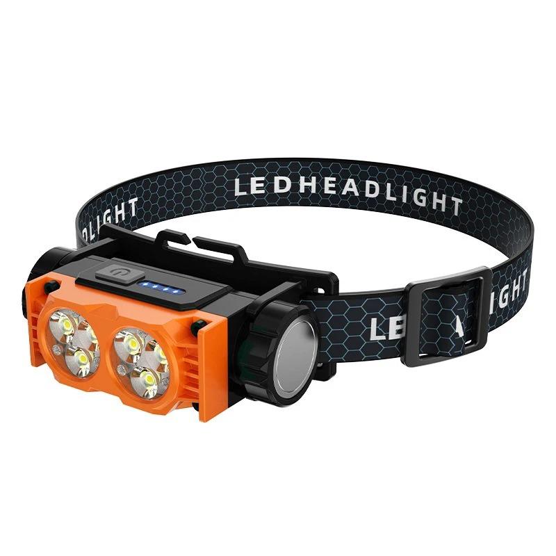 Multifunksjonell magnetisk bærbar arbeidslykt oppladbar hodelykt med 3-trinns justering for utendørs camping, løping og fiske