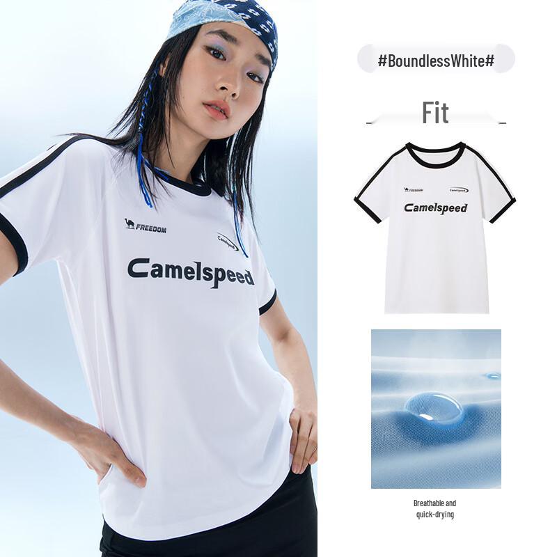 Camel American Retro Color Block Quick-Dry T-Shirt for Men & Women