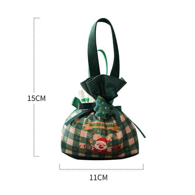 Christmas Portable Handbag Canvas Bag Christmas Eve Apples Gift Box Large Capacity Handheld Shopping Bag for Kids New Year Gift