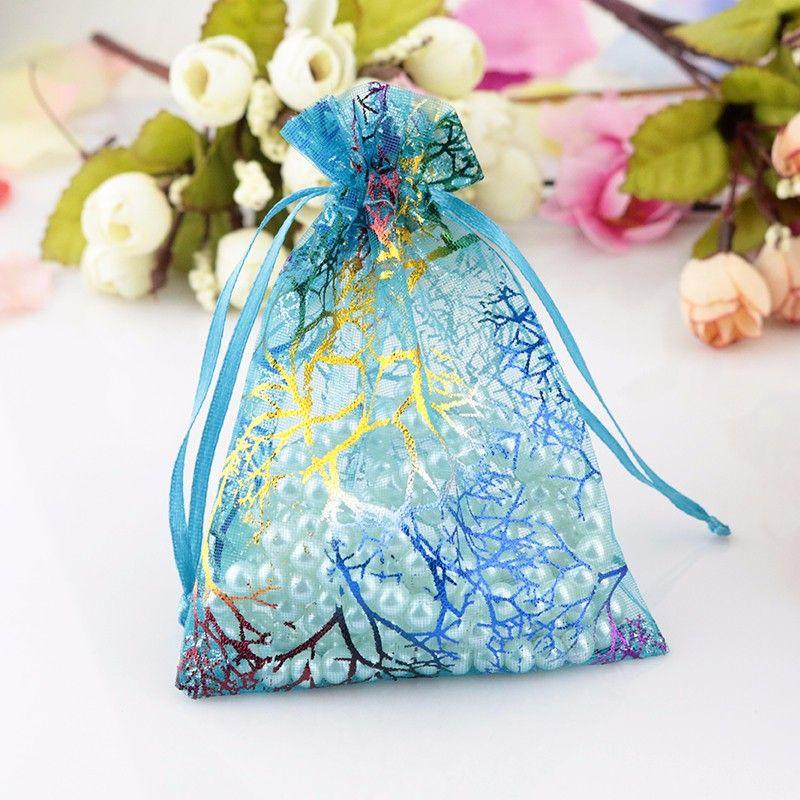 Fashion New Korean Cute Wedding Party Favor Candy Gift Bag Organza Jewelry Pouch Coralline
