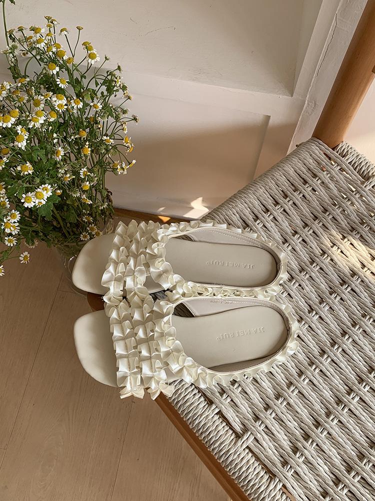 Fashion 2025 Summer Fancy Flower Lace Beach Slides For Woman Mules Outdoor Slippers Bohemian Sandals Desinger Shoes Zapatos De Mujer