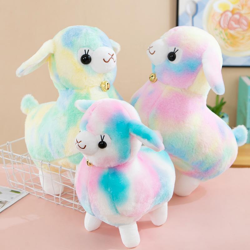 New colorful lamb doll plush toy cute alpaca doll throw pillow children's birthday gift grab machine doll