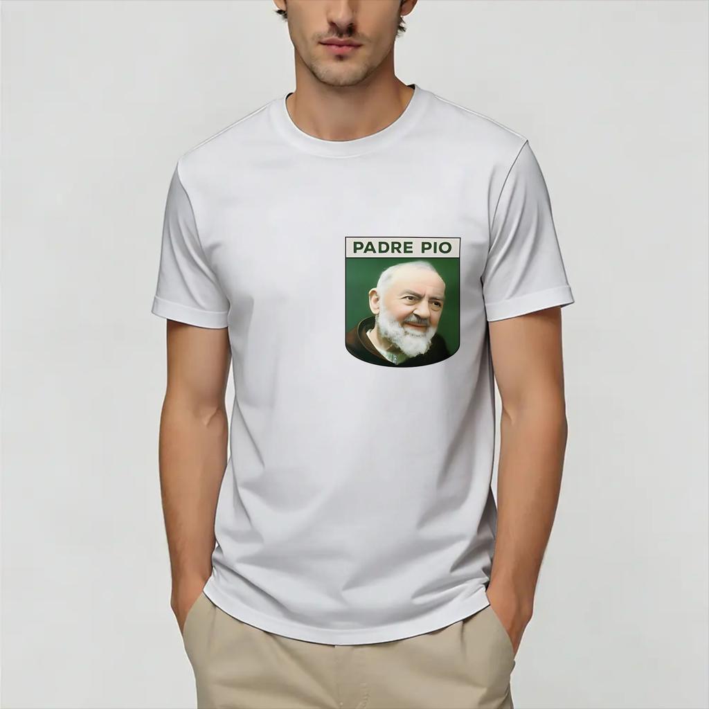 Padre Pio Unisexs T Shirt Casual Tees Short Sleeve Round Neck TShirt 100 Cotton Plus Size Clothes