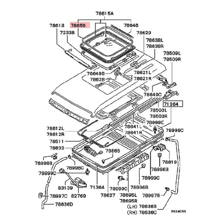 Glass Protection Seal for L300 V31W V32W V34W V36W V43W Auto Sunroof Cover Rubber Sealing Strips MR100655 Spare Parts