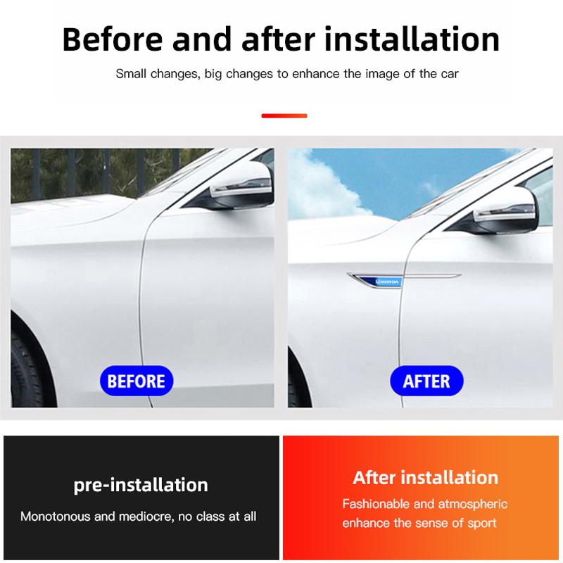 Honda Metal Stickers 2Pcs Car Body Decoration Stickers For Honda Civic Fit Jazz Accord Pilot CRV Odyssey Passport City Shuttle