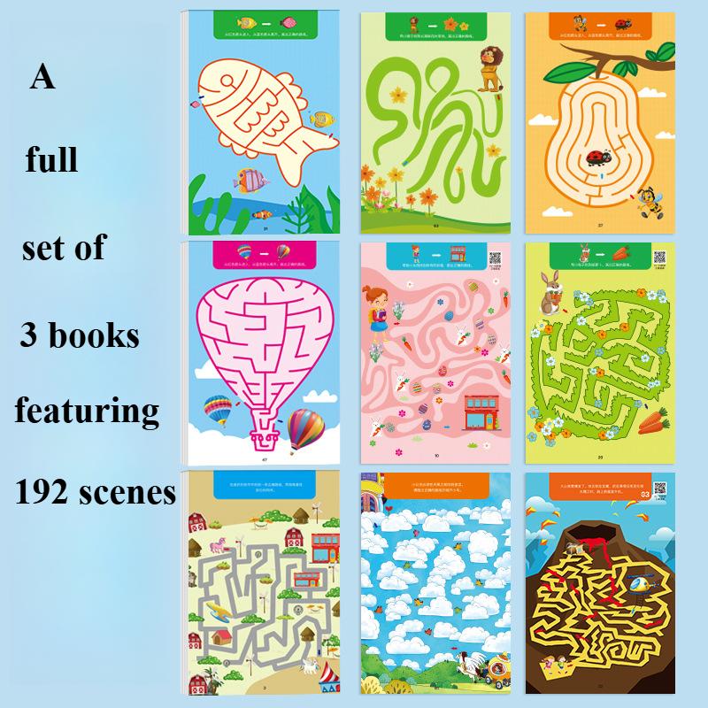 Maze Tracing Activities Reusable Focus Training Workbook for Kid Pen Control Exercises Sensory Learning Tool for Early Education