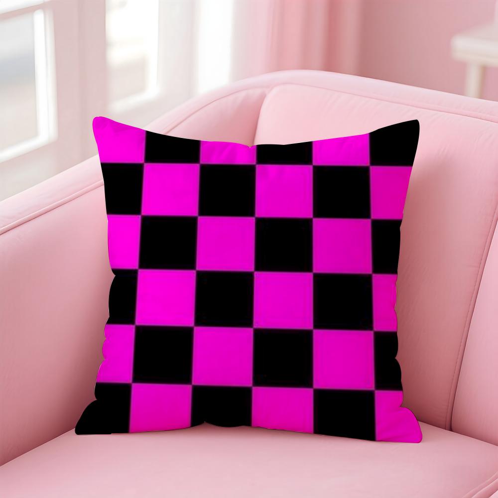 Classic Checkered Square Cushion Cover Linen Pillowcase Cover Soft Decor for Sofa Home Room