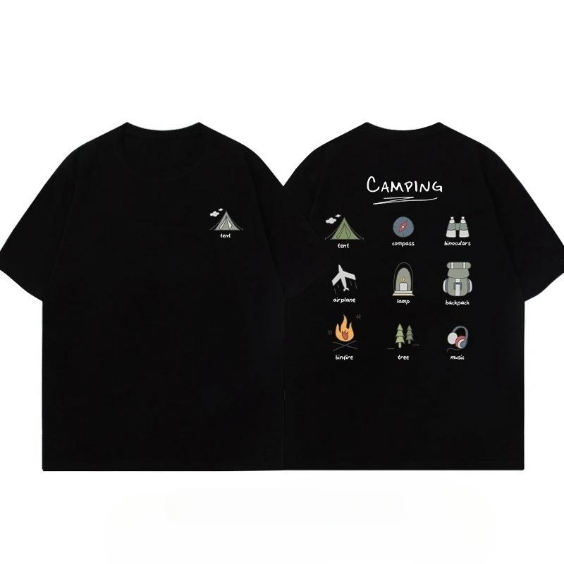 

Summer Fashion Trendy Brand American Retro Printing T-shirt Short-sleeved Loose Casual Couple High-quality Pure Cotton Top 4XL