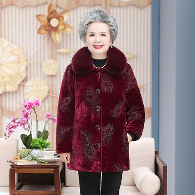 Grandma Wear Cotton Padded Coat Middle Aged Elderly Mother Winter Clothes Women Parkas Thick Warm Velvet Quilted Jacket Outwear