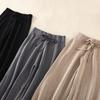 Pantaloni in maglia dritti drappeggiati a vita alta tinta unita autunno inverno da donna