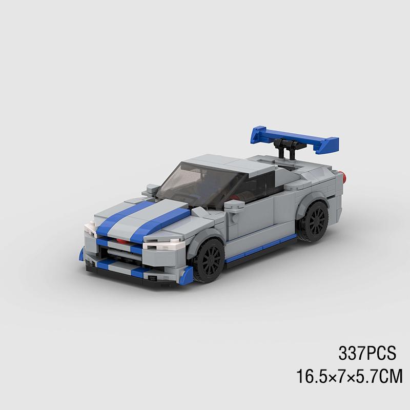 Moc F1 City Speed Sports Racing Car Building Blocks Brick R34 Rx-7 Vehicle Supercar Fast & Furious Mk4 Supra Kids Toys